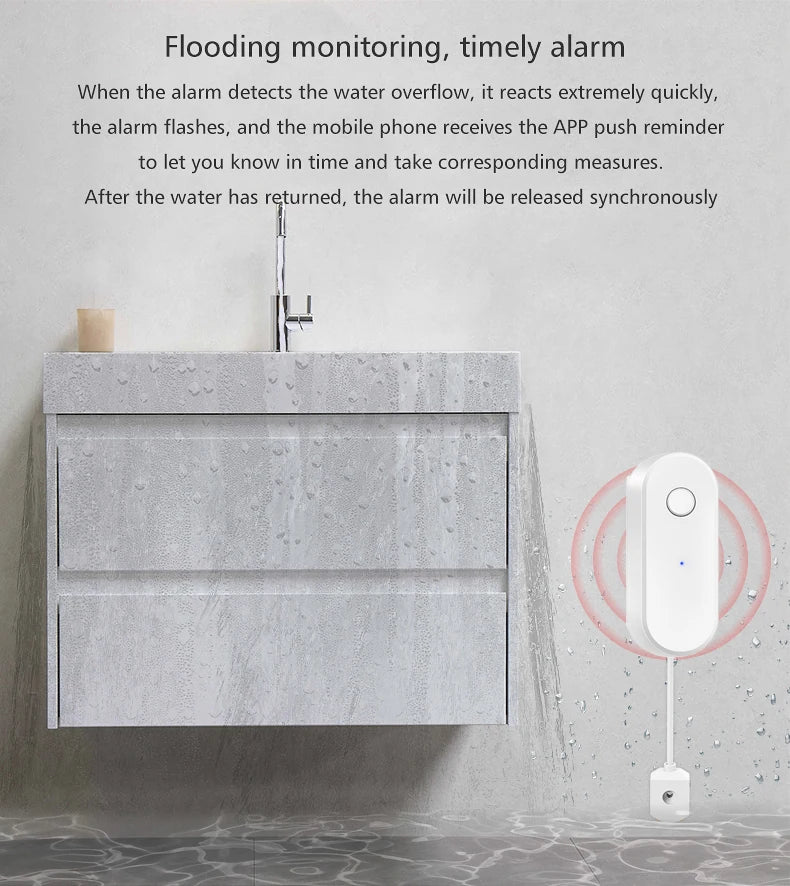 Tuya WiFi Smart Water Leak Sensor Liquid Leakage Alarm Overflow Level Detector Flood Protection SmartLife APP