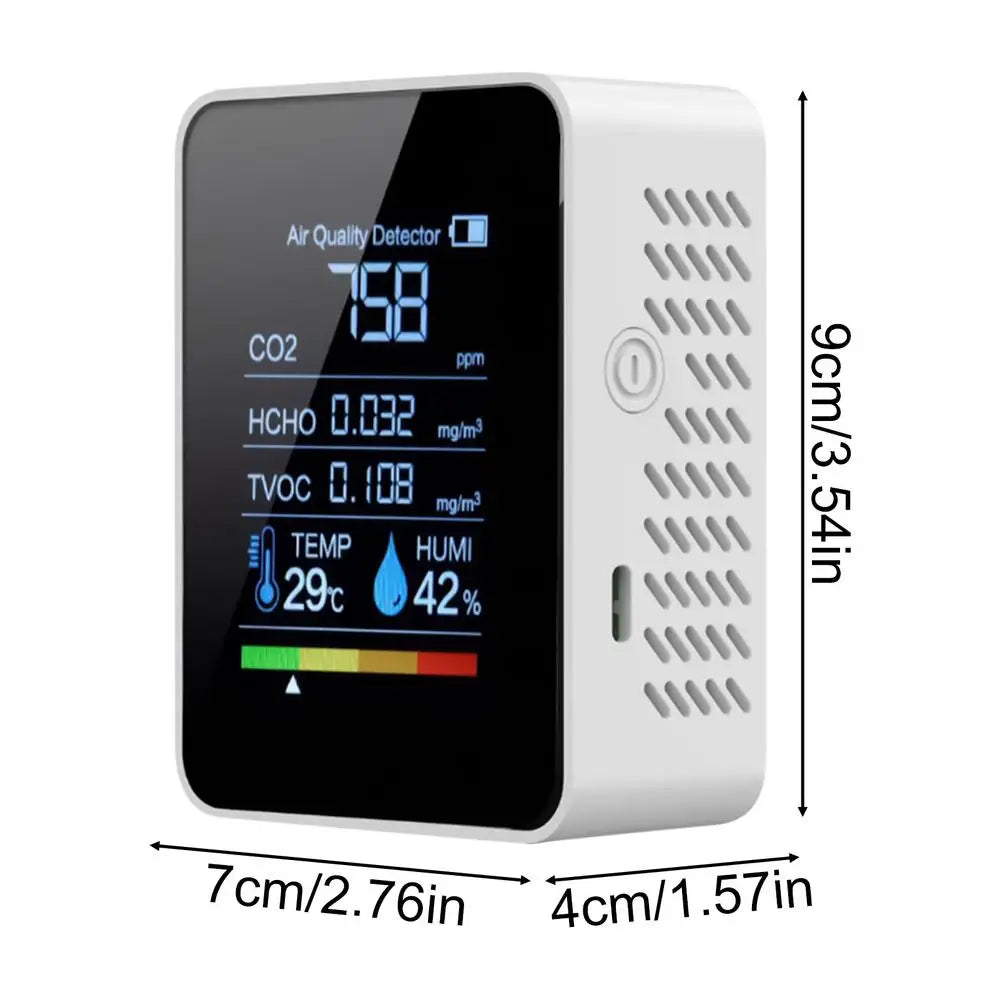 Portable Air Quality Monitor Real-Time Accurate Clear Display Tester Carbon Dioxide Detector Tool for Home Car Office Plants