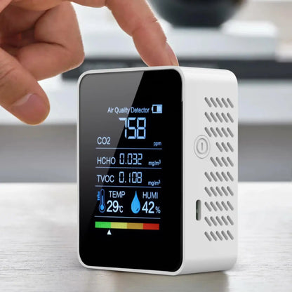 Portable Air Quality Monitor Real-Time Accurate Clear Display Tester Carbon Dioxide Detector Tool for Home Car Office Plants